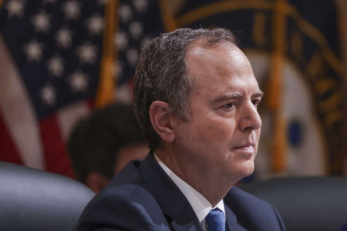 Rep. Adam Schiff delivers remarks during a hearing by the House Select Committee to Investigate the January 6th Attack on the U.S. Capitol in the Cannon House Office Building on October 13, 2022, in Washington, D.C.