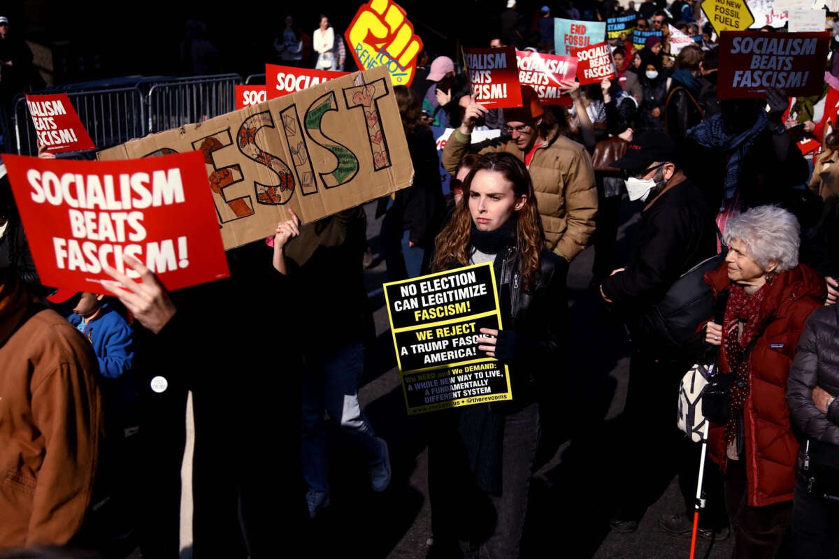 Detractors of president-elect Donald Trump protest against his policies in New York City, on November 9, 2024.