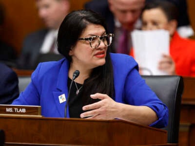 House Financial Services Committee member Rep. Rashida Tlaib speaks in the Rayburn House Office Building on Capitol Hill on March 6, 2024, in Washington, D.C.