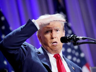 President-elect Donald Trump speaks at a House Republicans Conference meeting at the Hyatt Regency on Capitol Hill on November 13, 2024, in Washington, D.C.