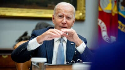 President Joe Biden speaks in the Roosevelt Room of the White House on October 11, 2024, in Washington, D.C.