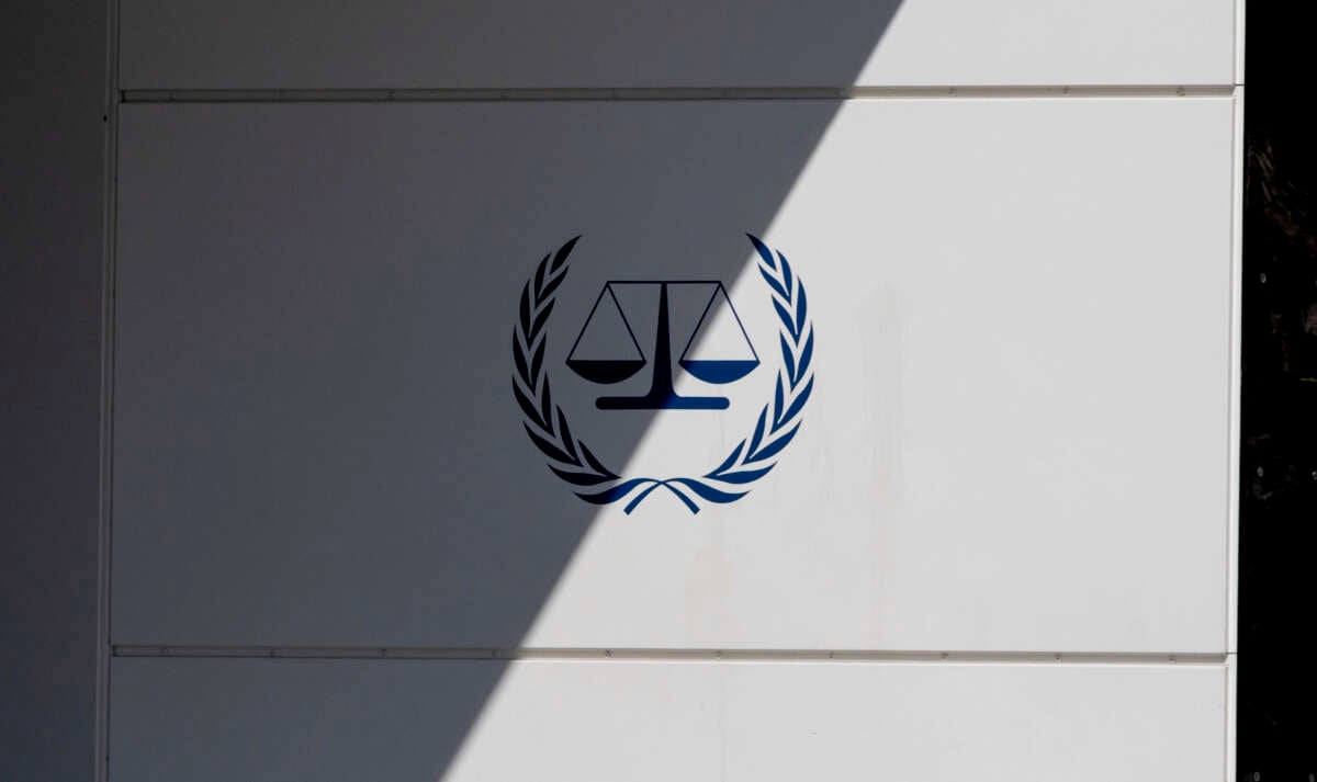 General view with a sign with the official logo and inscription of the International Criminal Court, an intergovernmental organization and international tribunal seated in The Hague, Netherlands, is pictured on September, 2024.