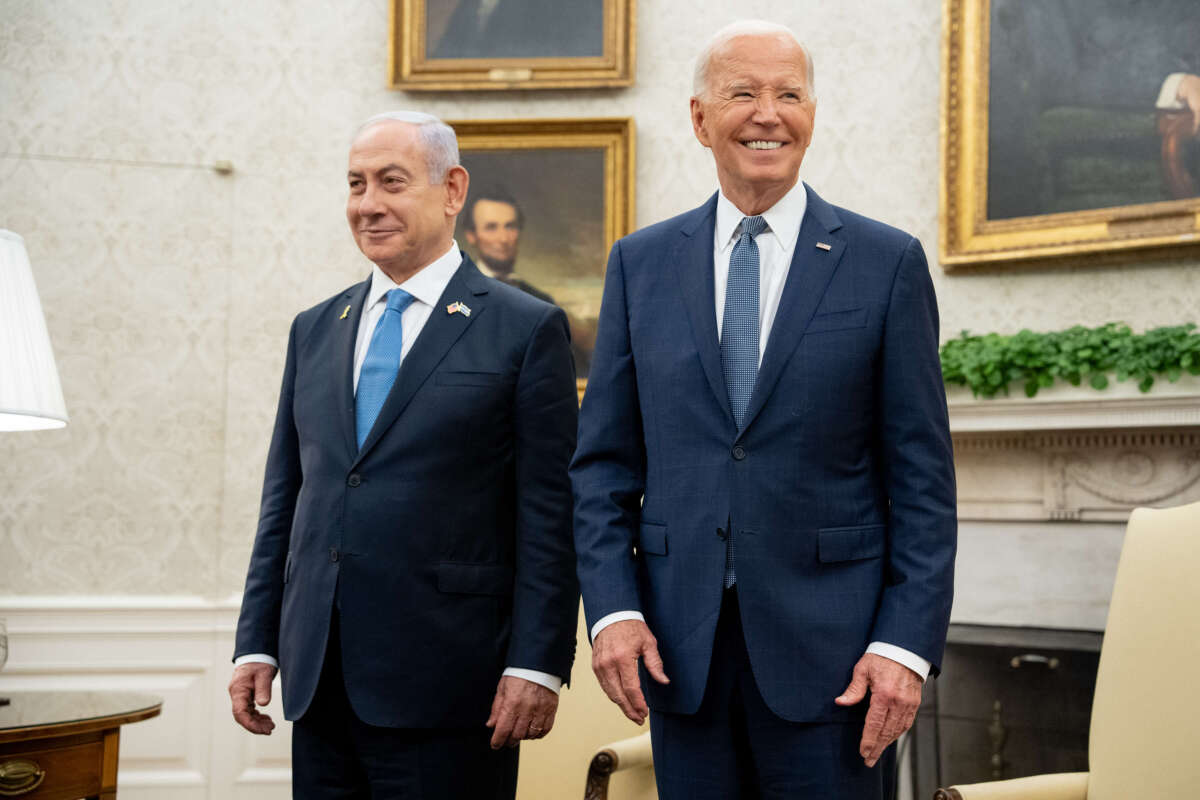 President Joe Biden meets with Israeli Prime Minister Benjamin Netanyahu in the Oval Office at the White House on July 25, 2024, in Washington, D.C.