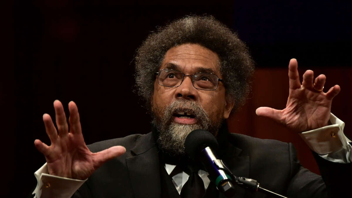 Cornel West introduces Colin Kaepernick at the W.E.B. Du Bois Medal Award Ceremony at Harvard University on October 11, 2018, in Cambridge, Massachusetts.