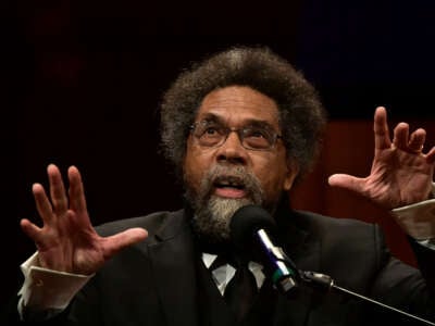 Cornel West introduces Colin Kaepernick at the W.E.B. Du Bois Medal Award Ceremony at Harvard University on October 11, 2018, in Cambridge, Massachusetts.