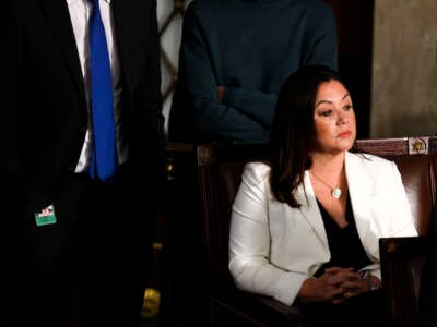 U.S. Rep. Lori Chavez-DeRemer listens as the House of Representatives votes for a new Speaker of the House at the U.S. Capitol Building on October 17, 2023, in Washington, D.C.