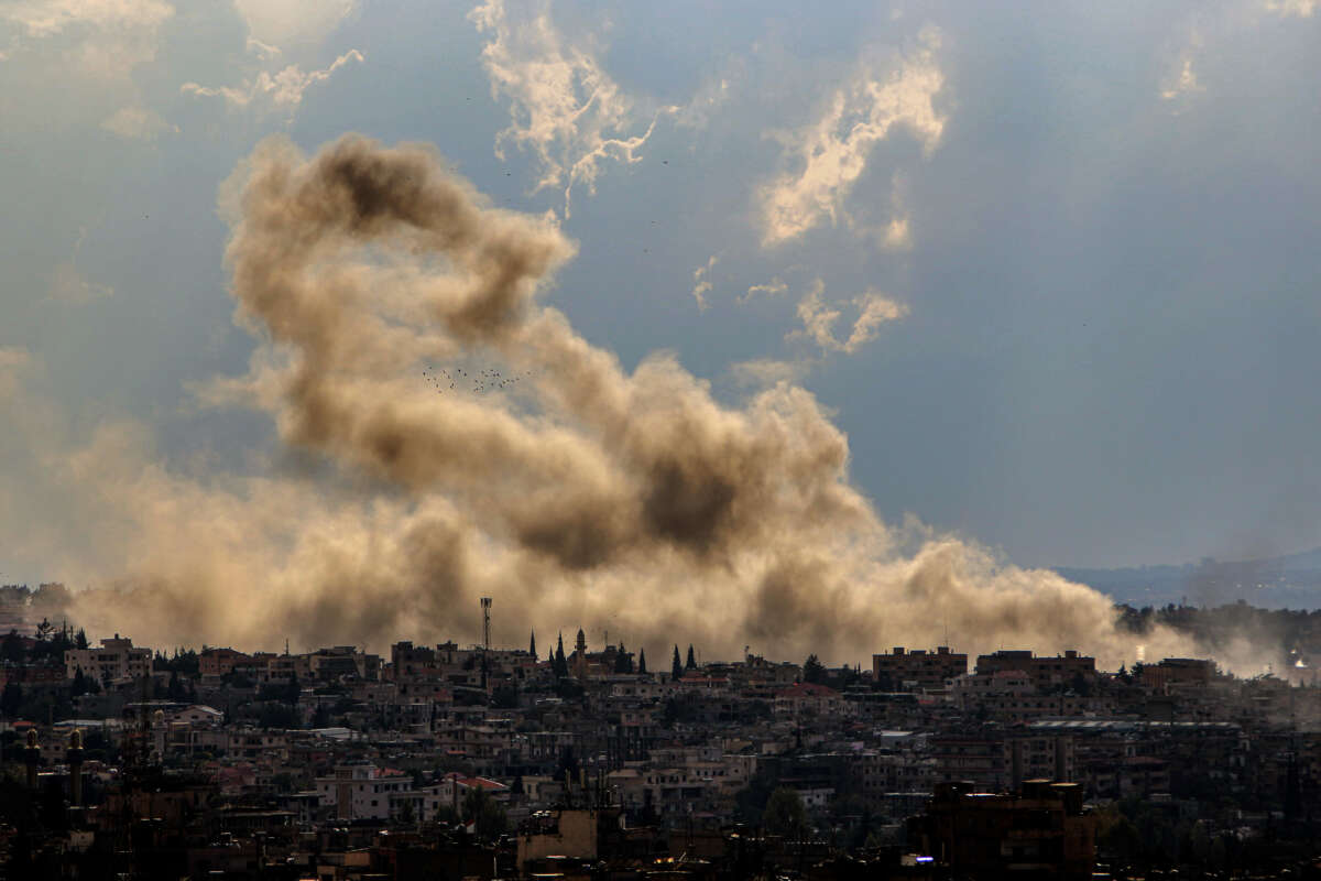 Heavy smoke billows from an Israeli strike on the ancient city of Baalbek, Lebanon, on November 3, 2024.