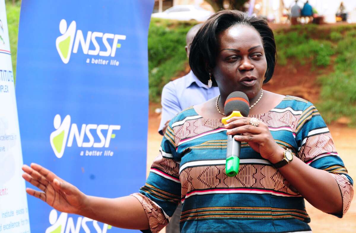 Uganda's Health Minister Health Minister Sarah Opendi delivers a speech in Kampala, Uganda, on April 17, 2017.