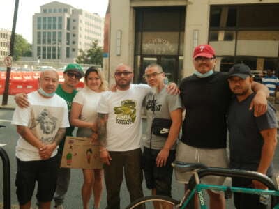 Sereyrath “One” Van rallies with his family, close friends and community supporters outside of the Philadelphia ICE Field Office before his check-in on August 15, 2024, in Philadelphia, Pennsylvania.