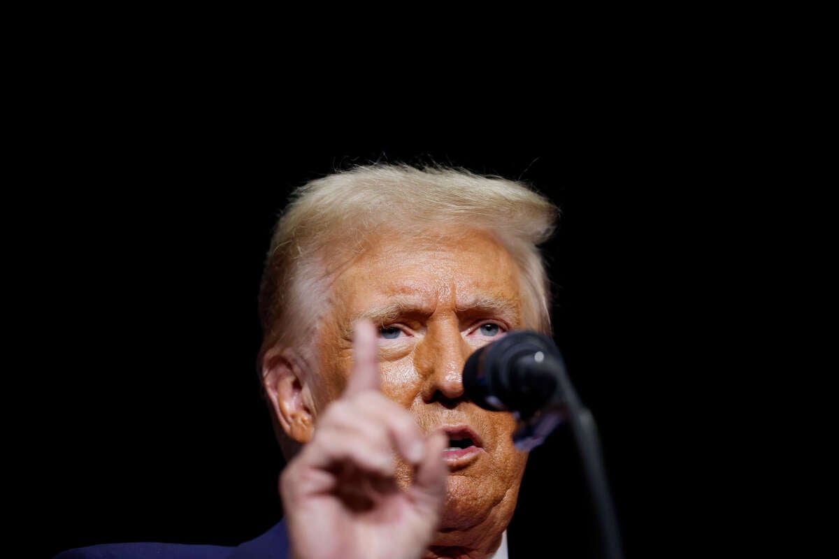 Former President Donald Trump holds a campaign rally at the PPG Paints Arena on November 4, 2024, in Pittsburgh, Pennsylvania.