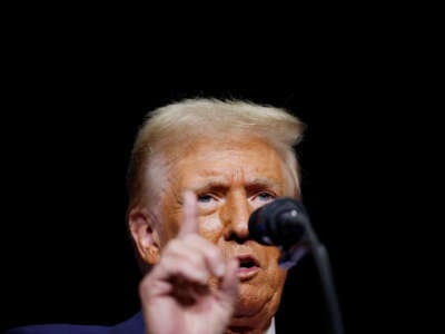 Former President Donald Trump holds a campaign rally at the PPG Paints Arena on November 4, 2024, in Pittsburgh, Pennsylvania.