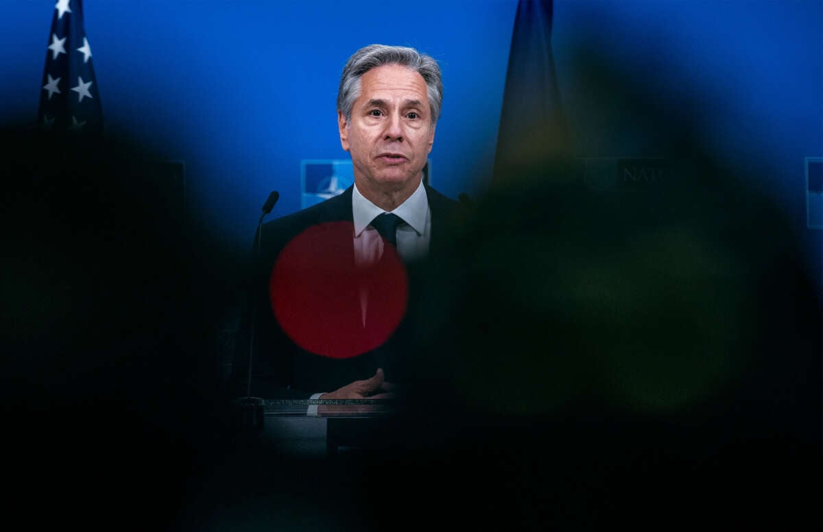 Antony Blinken, U.S. Secretary of State, holds the closing press conference at the NATO headquarters on the second day of the NATO Foreign Affairs Ministers' meeting on December 4, 2024, in Brussels, Belgium.