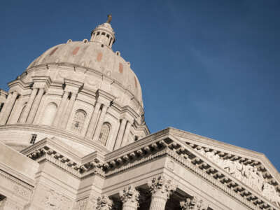 The Missouri state capitol building dome is pictured in Jefferson City, Missouri.