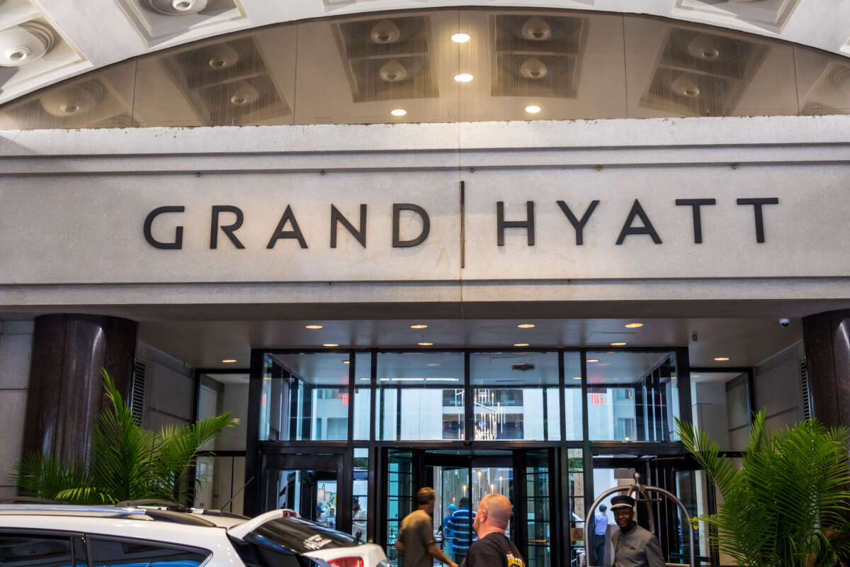 The entrance to the Grand Hyatt Washington is pictured in Washington, D.C.