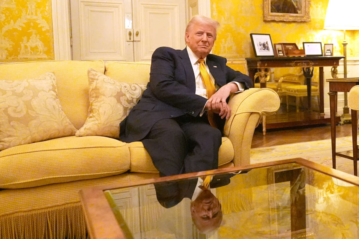 President-elect Donald Trump meets Britain's Prince William, Prince of Wales in the Salon Jaune room at the UK Ambassador's Residence on the day of the reopening ceremonies of the Notre-Dame de Paris Cathedral, on December 7, 2024, in Paris, France.