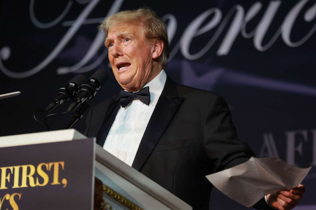 President-elect Donald Trump speaks at the America First Policy Institute Gala held at Mar-a-Lago on November 14, 2024, in Palm Beach, Florida.