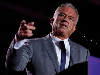 Robert F. Kennedy Jr. speaks during a campaign rally for former President Donald Trump at Macomb Community College on November 1, 2024, in Warren, Michigan.