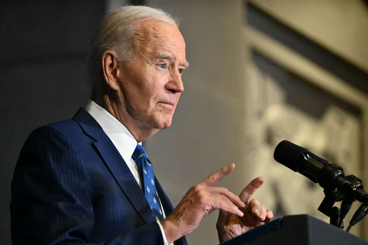 President Joe Biden delivers remarks at a Tribal Nations Summit at the Department of the Interior in Washington, D.C., on December 9, 2024.