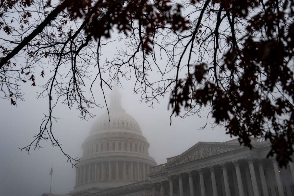 Fog hovers over the dome of the U.S. Capitol on December 10, 2024, in Washington, D.C.