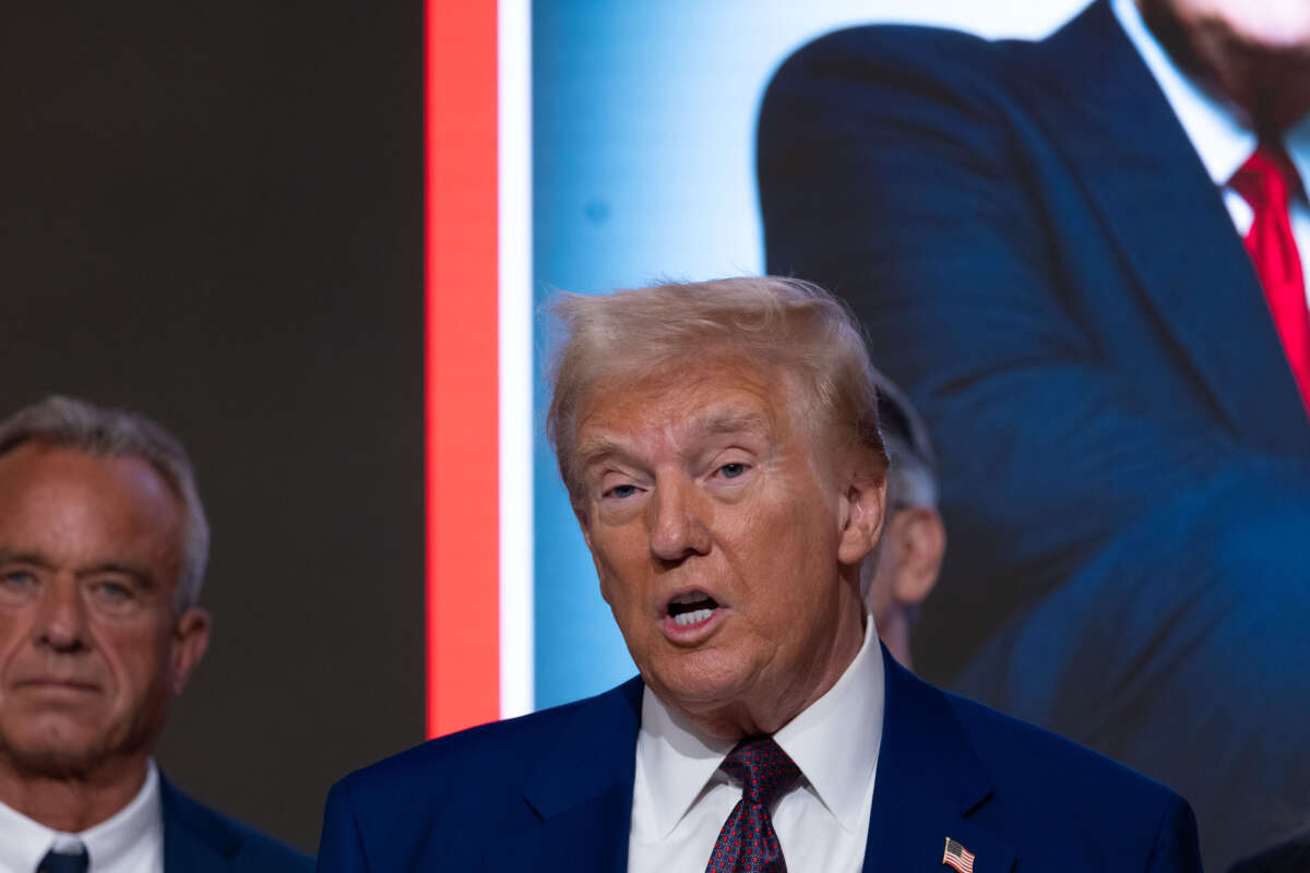 President-elect Donald Trump speaks at a reception at the New York Stock Exchange on December 12, 2024, in New York City.