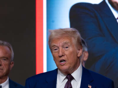 President-elect Donald Trump speaks at a reception at the New York Stock Exchange on December 12, 2024, in New York City.