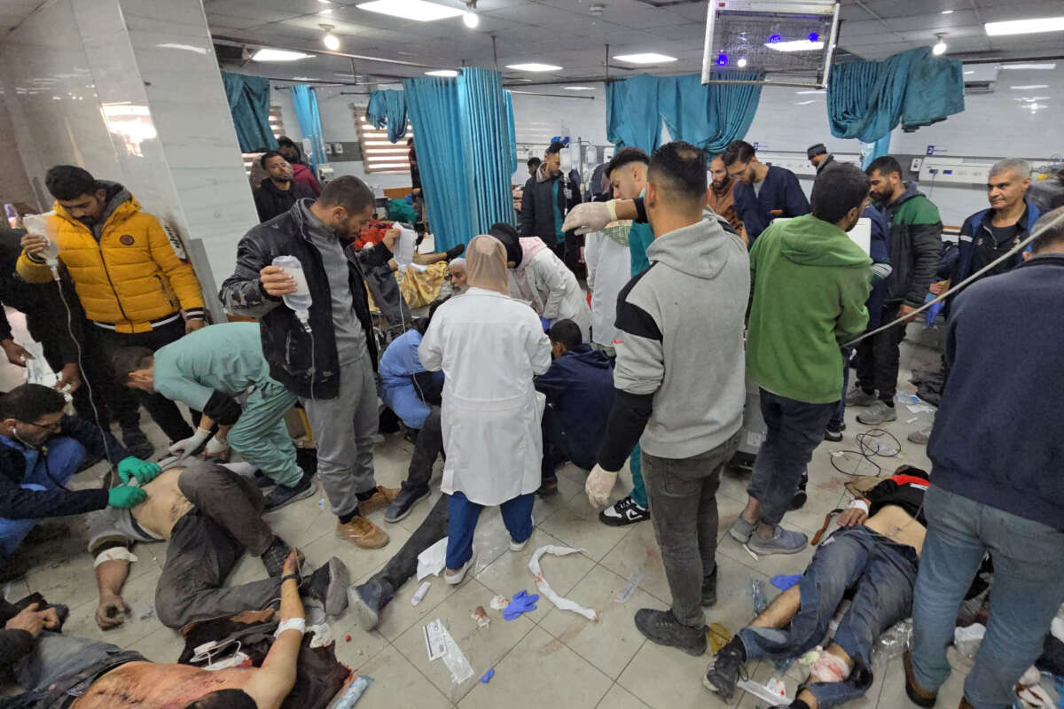 Victims are treated inside the Kamal Adwan hospital in Beit Lahia in the northern Gaza Strip, following Israeli strikes around the medical complex on December 6, 2024.