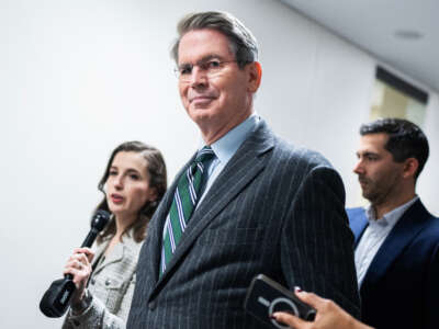 Scott Bessent, President-elect Donald Trump's nominee for Treasury secretary, makes his way to a meeting with Sen. Steve Daines in the Hart building on December 11, 2024.