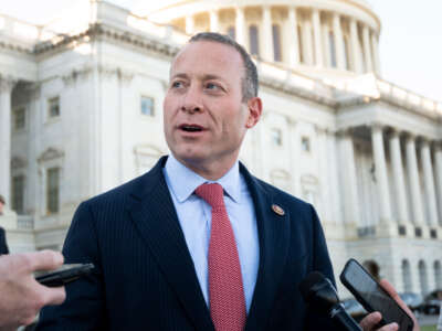 Rep. Josh Gottheimer speaks to reporters on the House steps after a vote on October 21, 2021.