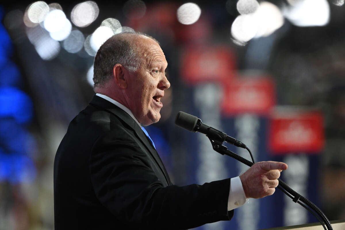 Former Acting Director of Immigration and Customs Enforcement Thomas Homan speaks on stage on the third day of the Republican National Convention at the Fiserv Forum on July 17, 2024, in Milwaukee, Wisconsin.