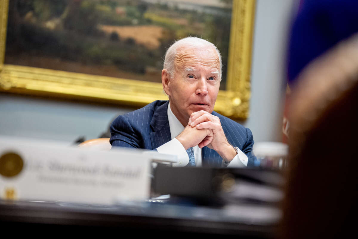 President Joe Biden is pictured in the Roosevelt Room of the White House on October 11, 2024, in Washington, D.C.