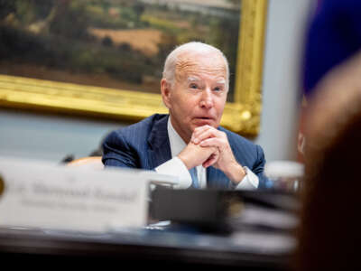 President Joe Biden is pictured in the Roosevelt Room of the White House on October 11, 2024, in Washington, D.C.