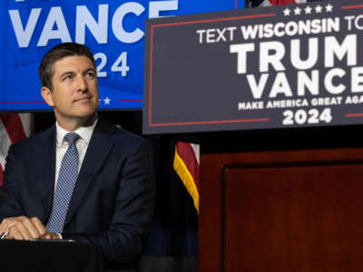 Rep. Bryan Steil speaks at a press conference in the Discovery Center on October 1, 2024, in Milwaukee, Wisconsin.