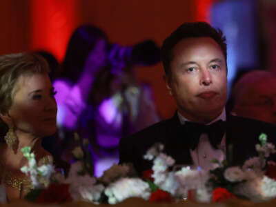 Linda McMahon and Elon Musk attend the America First Policy Institute Gala held at Mar-a-Lago on November 14, 2024, in Palm Beach, Florida.