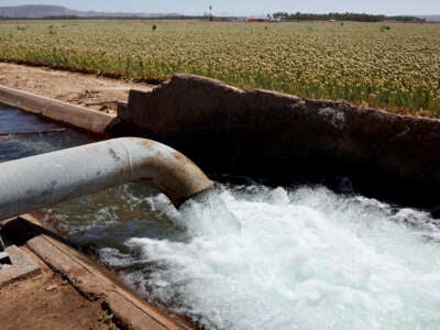 A groundwater pump supplies water to Quechan tribal land at the Fort Yuma Indian Reservation, along the long-depleted Colorado River, on May 26, 2023, near Winterhaven, California.