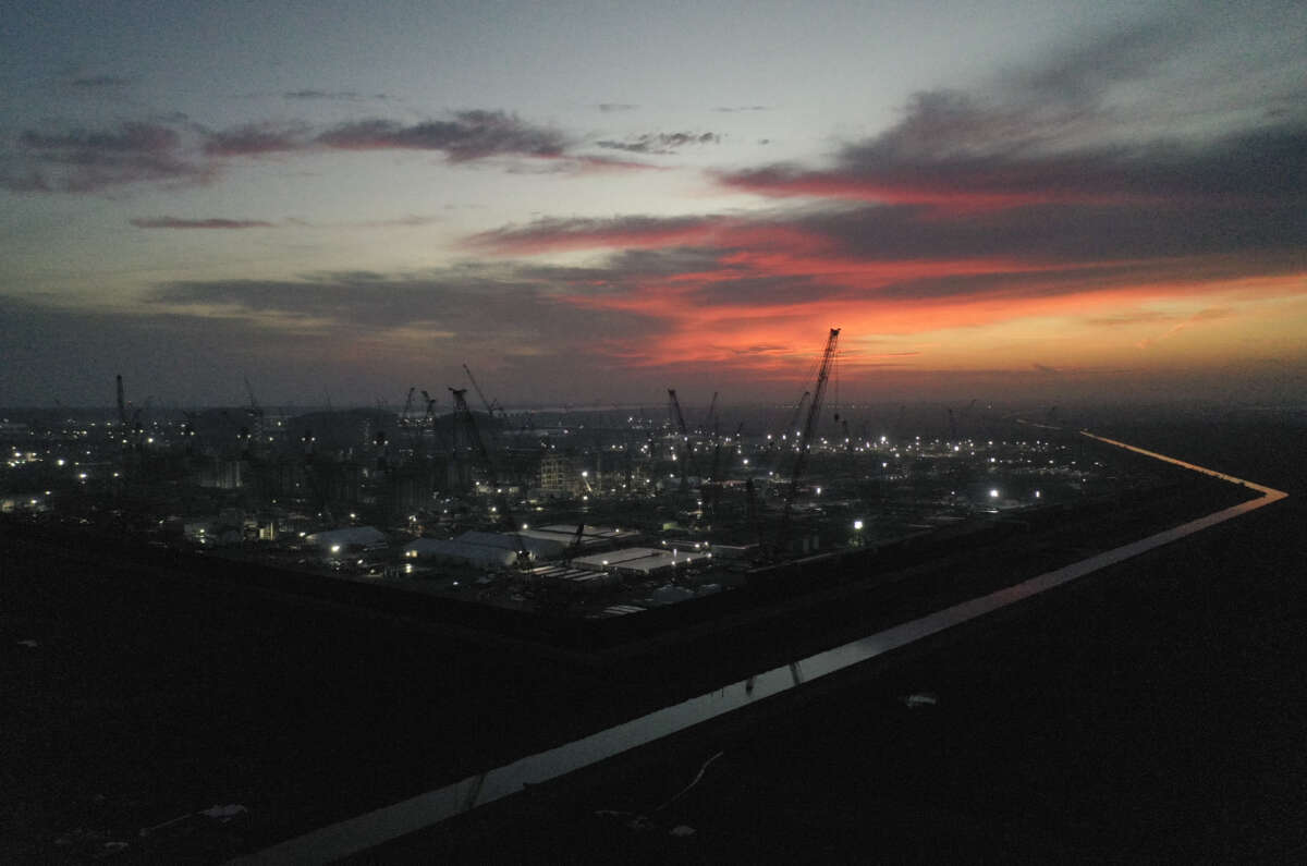 Aerial view of Venture Global's Plaquemines LNG export facility on February 28, 2024, in Port Sulphur, Louisiana.