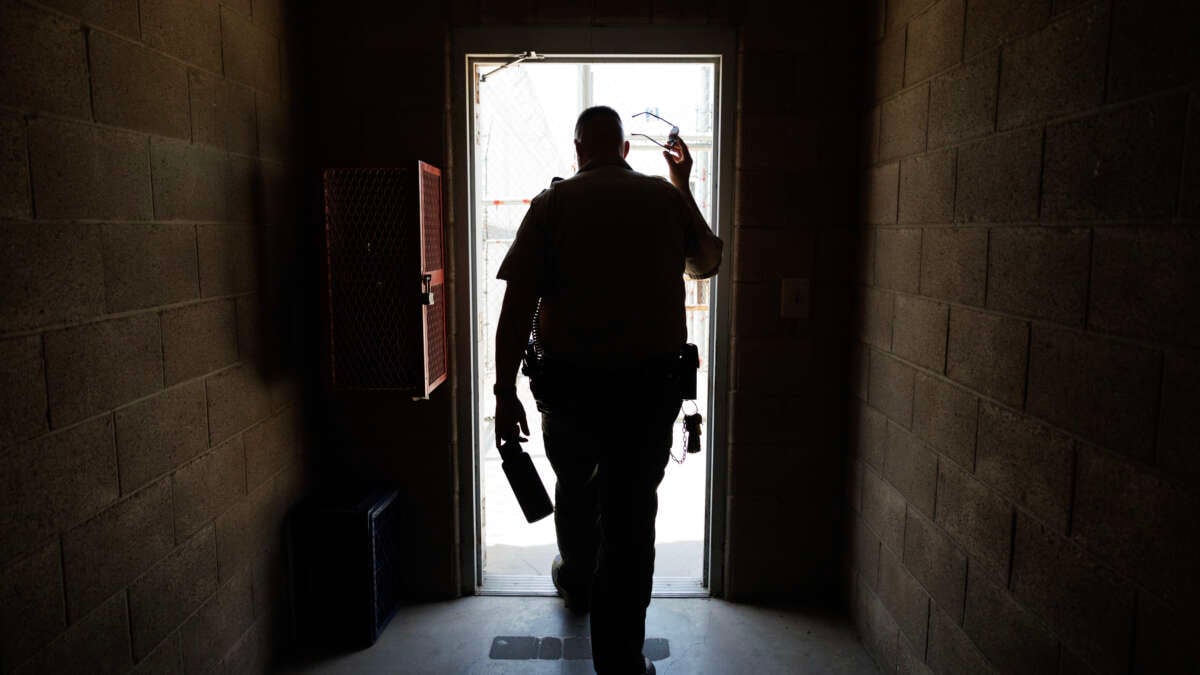 Lt. Johnathon Cuske leaves a corridor on death row and walks outside to what once was the caged area for death row inmates at the Central California Women's Facility on June 18, 2024, in Chowchilla, California.