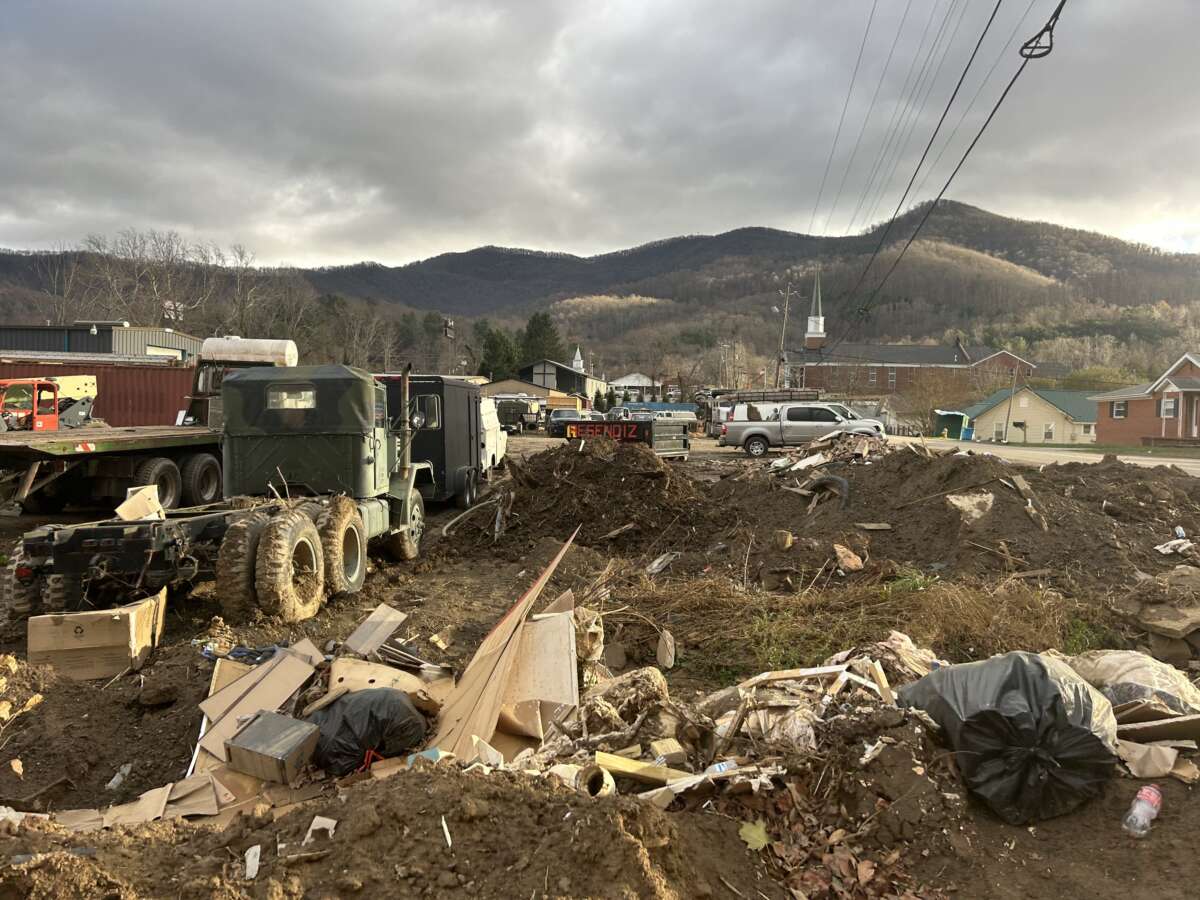 A view of the damage in Swannanoa, North Carolina, one of the many Appalachian towns that were hit particularly hard by Hurricane Helene, on November 28, 2024.