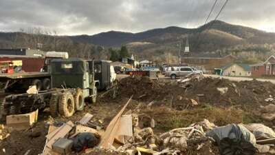 A view of the damage in Swannanoa, North Carolina, one of the many Appalachian towns that were hit particularly hard by Hurricane Helene, on November 28, 2024.