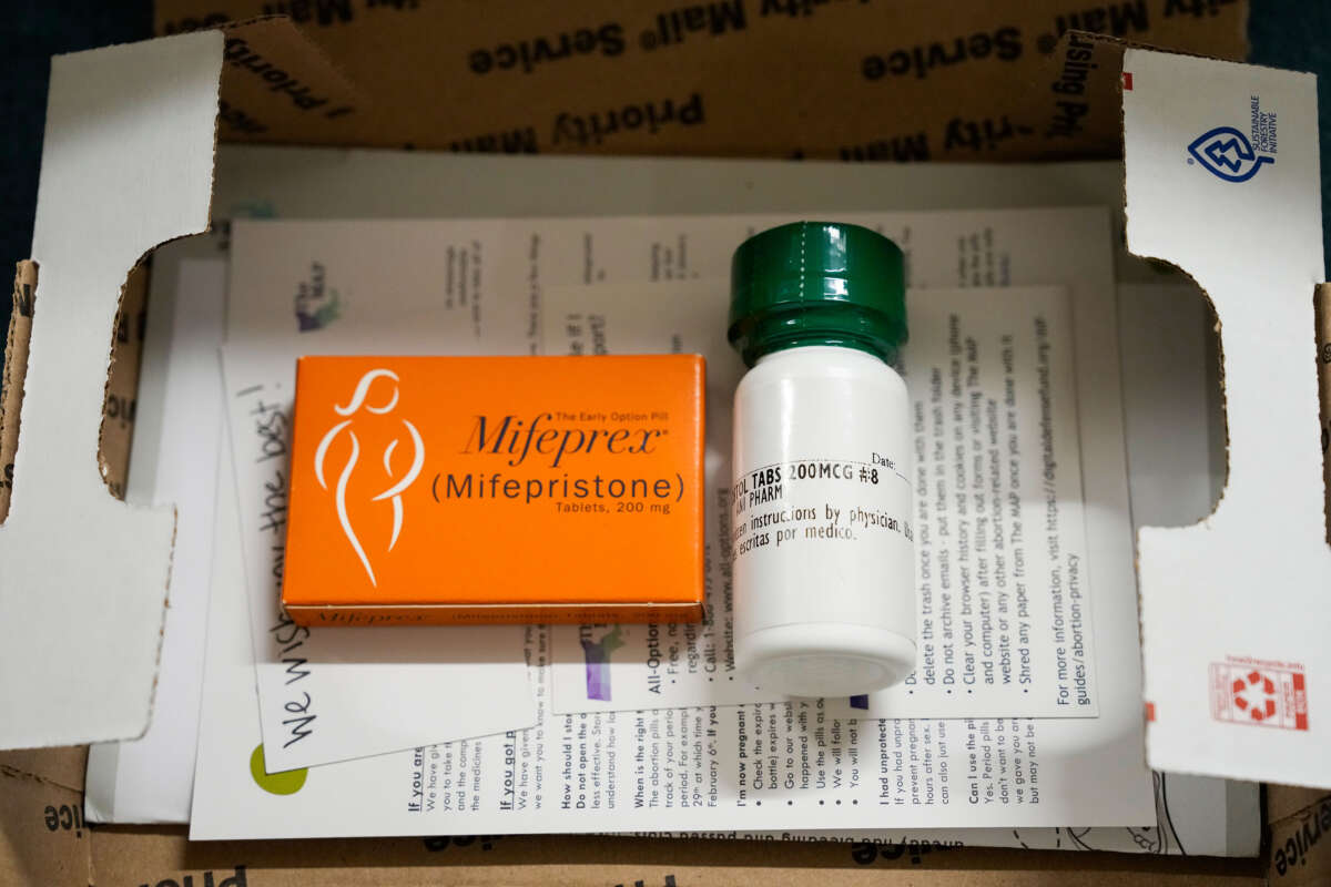 Contents of packages sent to patients by the Massachusetts Medication Abortion Access project, pictured in Somerville, Massachusetts.