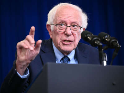 Sen. Bernie Sanders speaks at an event in Concord, New Hampshire, on October 22, 2024.