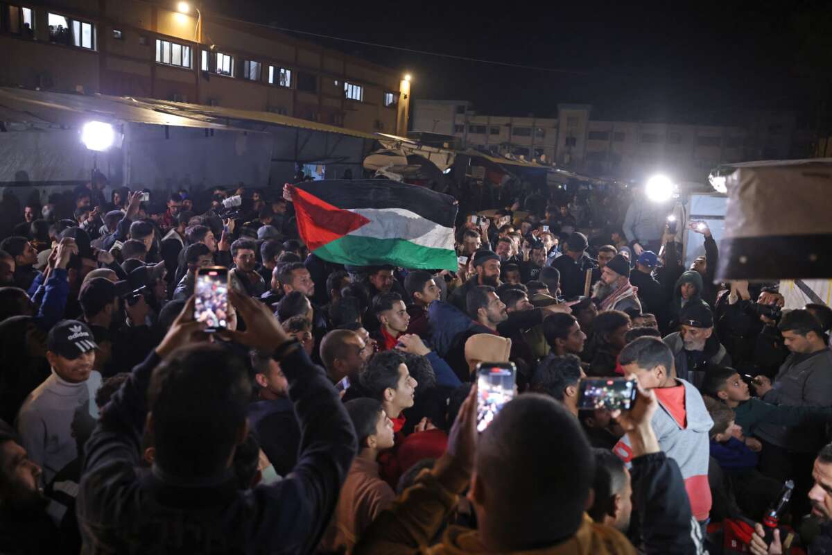 Thousands of Gazans celebrated on January 15, 2025, as news spread that a ceasefire and hostage release deal had been reached between Israel and Hamas.