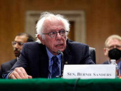 Sen. Bernie Sanders speaks at a press conference at the Dirksen Senate Office Building on September 17, 2024, in Washington, D.C.