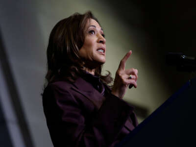 Vice President Kamala Harris delivers remarks at the 2024 Tribal Nations Summit at the Interior Department on December 9, 2024, in Washington, D.C.