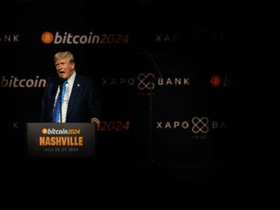 Former President Donald Trump gives a keynote speech on the third day of the Bitcoin 2024 conference at Music City Center July 27, 2024, in Nashville, Tennessee.