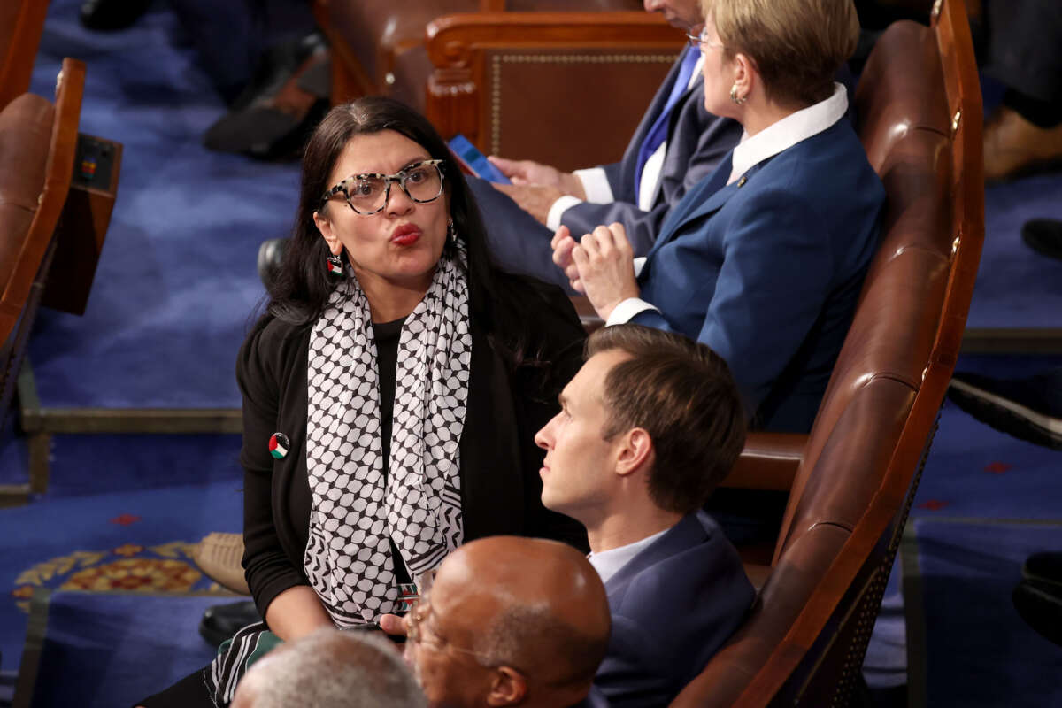 Rep. Rashida Tlaib arrives for the Israeli Prime Minister Benjamin Netanyahu address to a joint meeting of Congress in the chamber of the House of Representatives at the U.S. Capitol on July 24, 2024, in Washington, D.C.