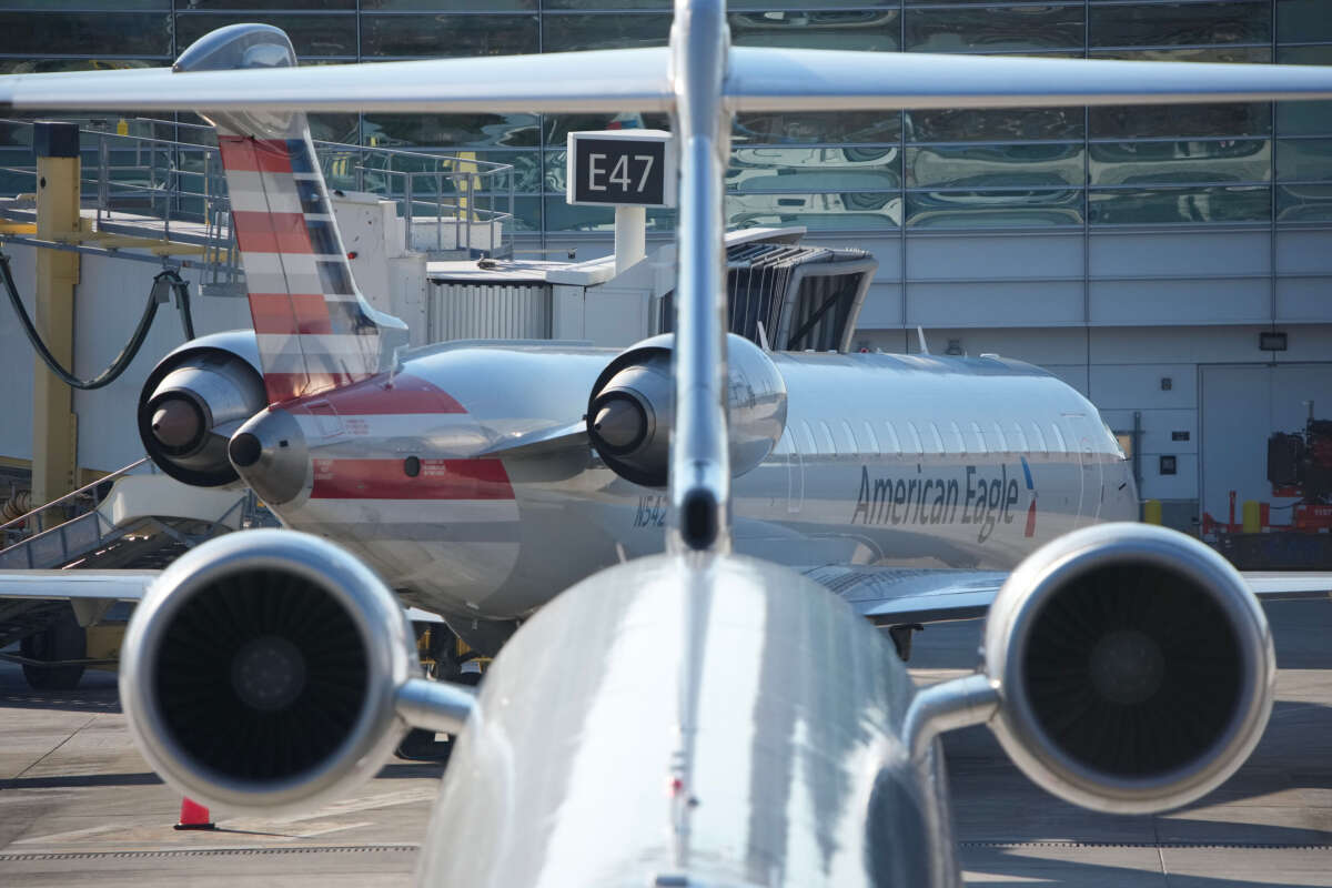 American Airlines regional jets park at the Ronald Reagan Washington National Airport as the investigation continues into the crash of an American Airlines plane on the Potomac River, on January 30, 2025, in Arlington, Virginia.