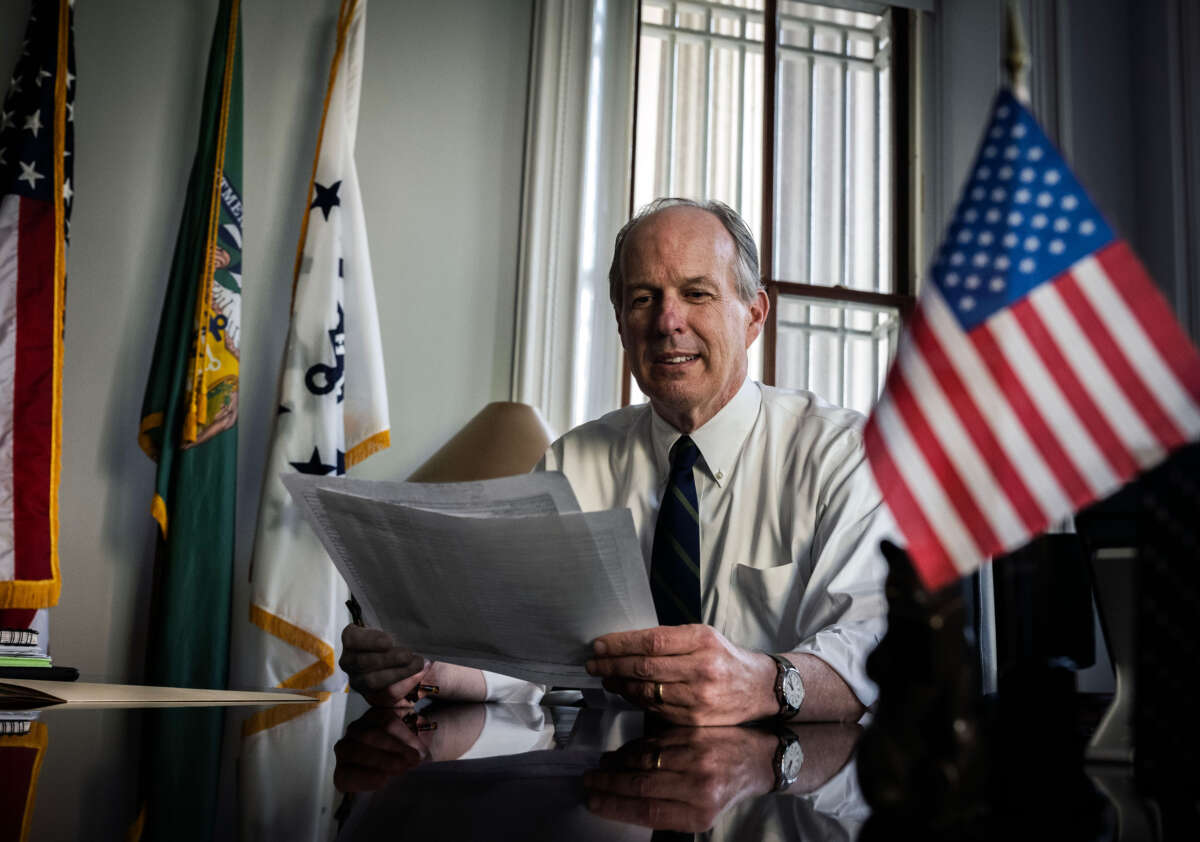 David A. Lebryk, fiscal assistant secretary at Treasury, in his office on May 17, 2023, in Washington, D.C.