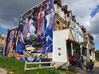 Mural entitled "Jazz women" pictured on September 10, 2013, in Philadelphia, Pennsylvania.