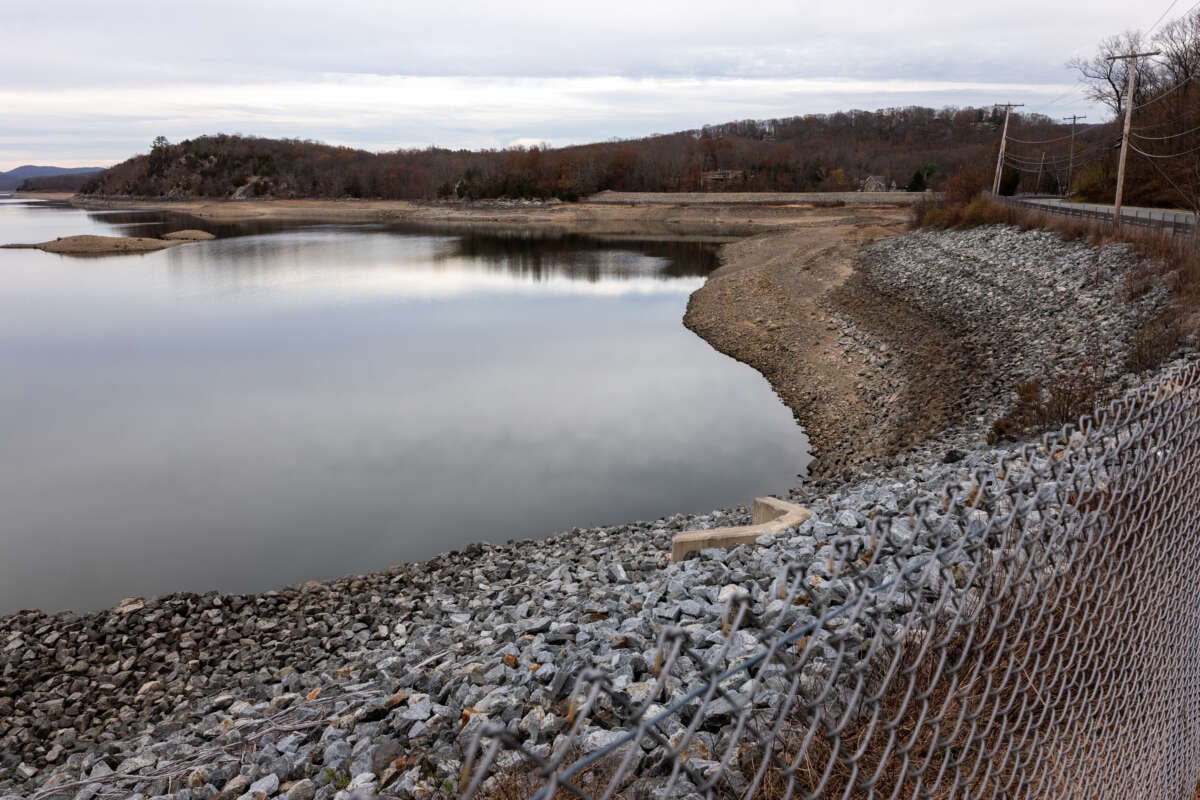 Water levels at the Wanaque Reservoir are becoming dangerously low as the region experiences an outbreak of wildfires as the dry conditions persist on November 14, 2024, in Wanaque, New Jersey.