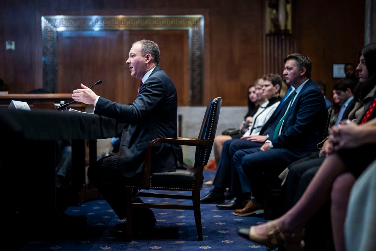 Lee Zeldin, President-elect Donald Trump's nominee to be administrator of the Environmental Protection Agency, speaks during his Senate Environment and Public Works confirmation hearing on Capitol Hill on January 16, 2025, in Washington, D.C.